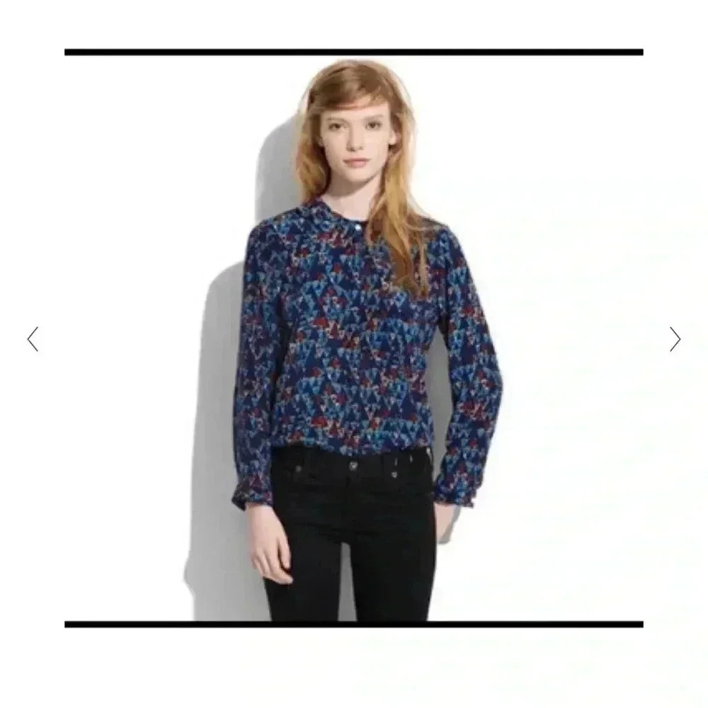 Madewell United Bamboo Triangle silk blouse size xs